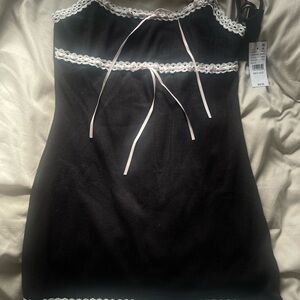 PacSun Black and White Tie Front Mini Dress